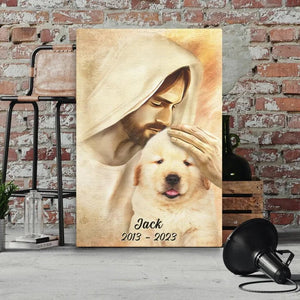 USA MADE Custom Canvas Prints Personalized Memorial Pet Photo Pet Portrait With Jesus