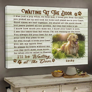 Personalized Pet Memorial Photo Canvas, Waiting At The Door Dog Cat Wall Art, Custom Pet Sympathy Gifts, Dog Loss Gift