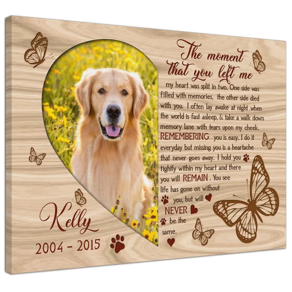 USA MADE Personalized Photo Sympathy Pet Gifts For Dog Loss The Moment That You Left Me