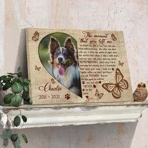 USA MADE Personalized Photo Sympathy Pet Gifts For Dog Loss The Moment That You Left Me