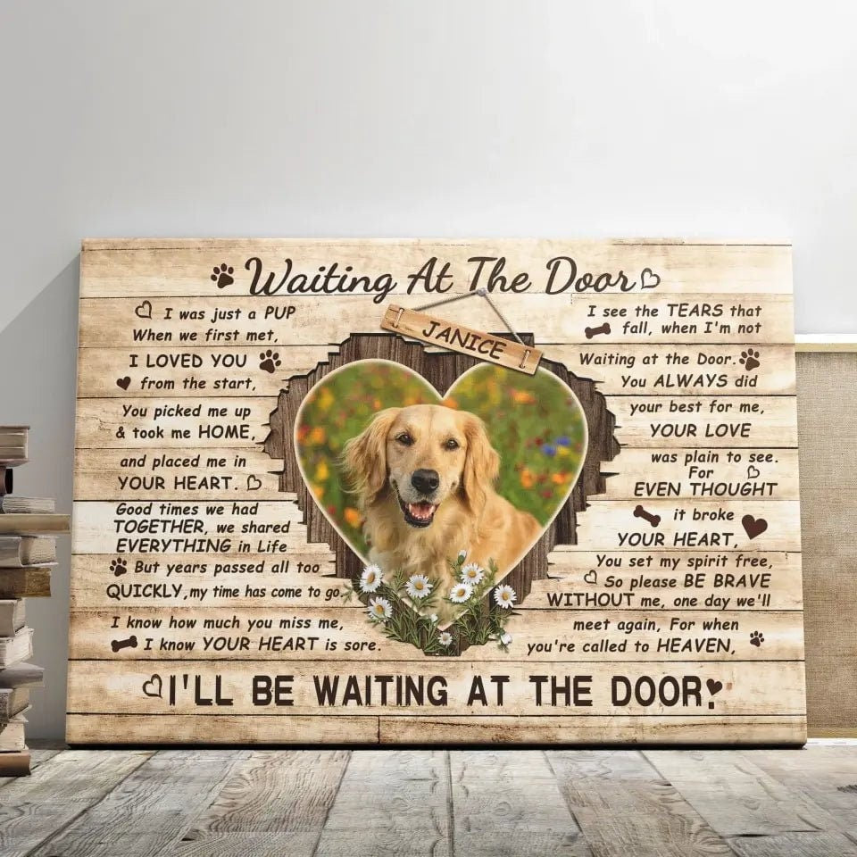 Personalized Pet Memorial Photo Canvas, Waiting At The Door Dog Cat Canvas, Custom Photo Gifts For Pet Loss, Pet Memorial Gifts