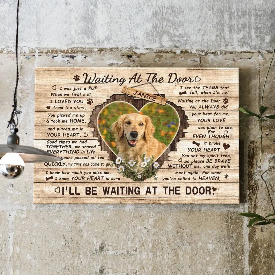 Personalized Pet Memorial Photo Canvas, Waiting At The Door Dog Cat Canvas, Custom Photo Gifts For Pet Loss, Pet Memorial Gifts