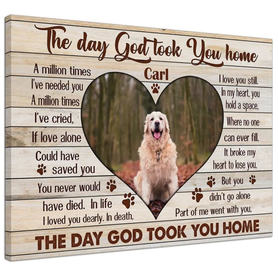 Personalized Pet Memorial Photo Canvas, The Day God Took You Home Dog Cat Wall Art, Dog Loss Gifts, Pet Sympathy Gifts