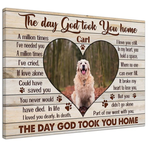 USA MADE Personalized Canvas Prints, Custom Photo, Sympathy Gifts, Dog Gifts, Memorial Pet Photo Gifts, The Day God Took You Home