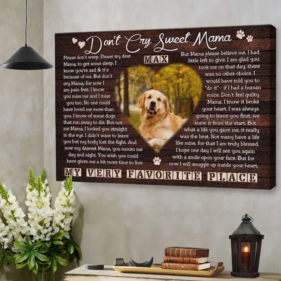 USA MADE Personalized Photo Canvas Prints, Dog Loss Gifts, Pet Memorial Gifts, Dog Sympathy, Don't Cry Sweet Mama
