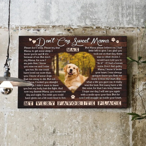 Image of USA MADE Personalized Photo Canvas Prints, Dog Loss Gifts, Pet Memorial Gifts, Dog Sympathy, Don't Cry Sweet Mama