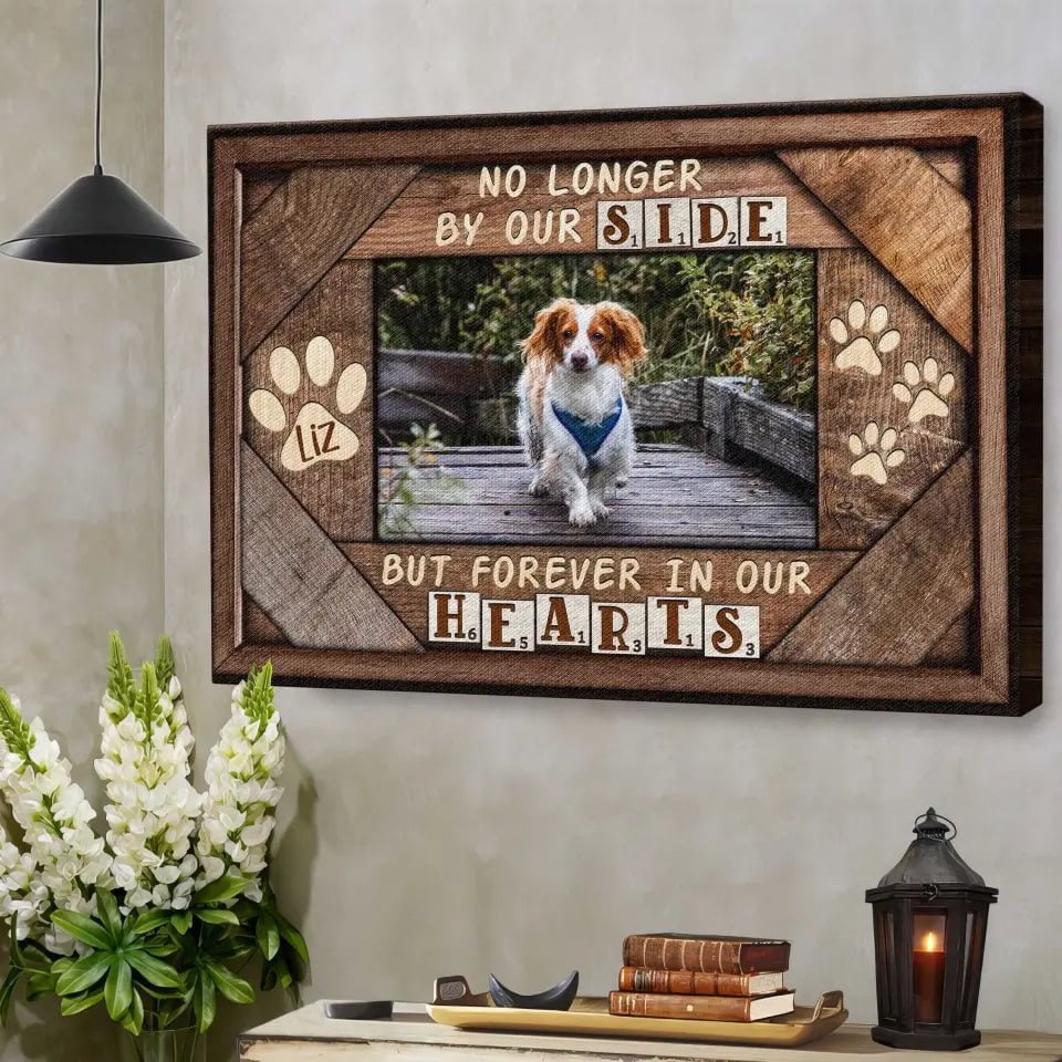 USA MADE Personalized Photo Canvas Prints, Dog Loss Gifts, Pet Memorial Gifts, Dog Sympathy, Love Dog, No Longer By Out Side