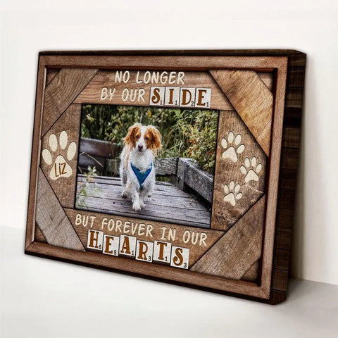 Image of USA MADE Personalized Photo Canvas Prints, Dog Loss Gifts, Pet Memorial Gifts, Dog Sympathy, Love Dog, No Longer By Out Side