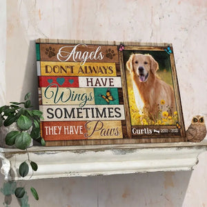 USA MADE Personalized Photo Canvas Prints, Dog Loss Gifts, Pet Memorial Gifts, Dog Sympathy, Angels Don't Always Have Wings