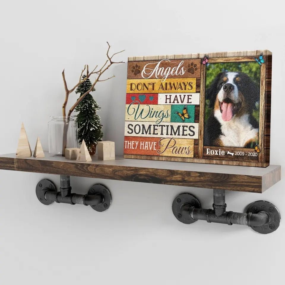 USA MADE Personalized Photo Canvas Prints, Dog Loss Gifts, Pet Memorial Gifts, Dog Sympathy, Angels Don't Always Have Wings