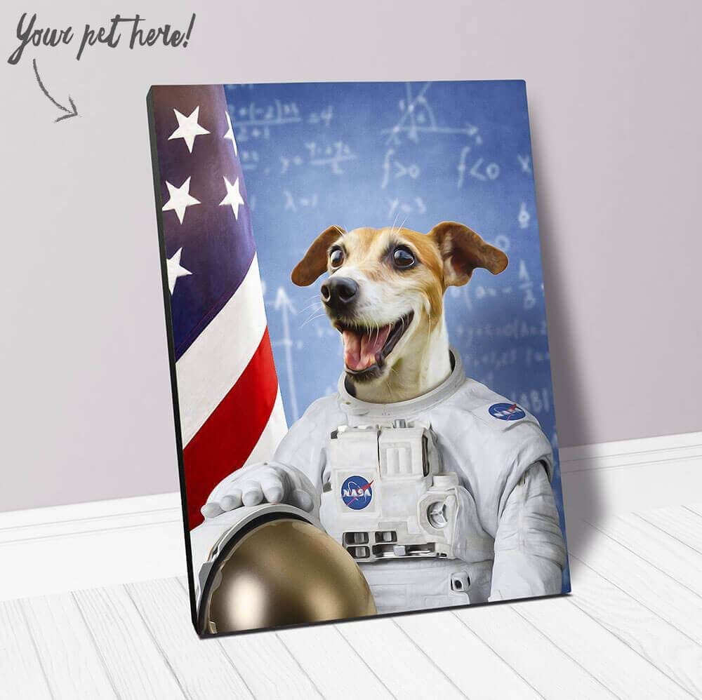 USA MADE Personalized Pet Portrait on Canvas, Poster or Digital Download | Astrofun - NASA Astronaut Inspired Custom Pet Portrait Canvas| Cu