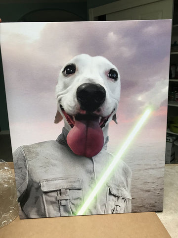 Image of USA MADE Personalized Pet Portrait on Canvas, Poster or Digital Download | Fluke Carchaser Jedi Luke & Star Wars Inspired Custom Pet Wallart