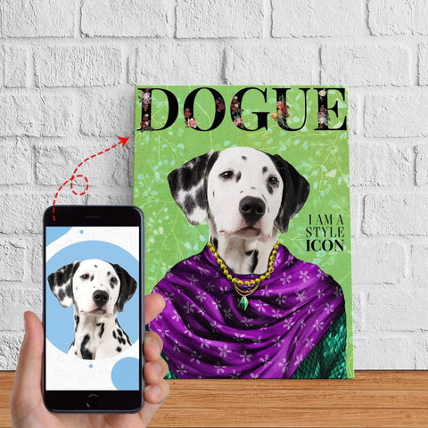 Image of USA MADE Floral Dogue Personalized Pet Poster Canvas Print | Personalized Dog Cat Prints | Magazine Covers | Custom Pet Portrait from Photo