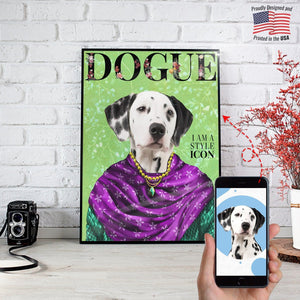 USA MADE Floral Dogue Personalized Pet Poster Canvas Print | Personalized Dog Cat Prints | Magazine Covers | Custom Pet Portrait from Photo