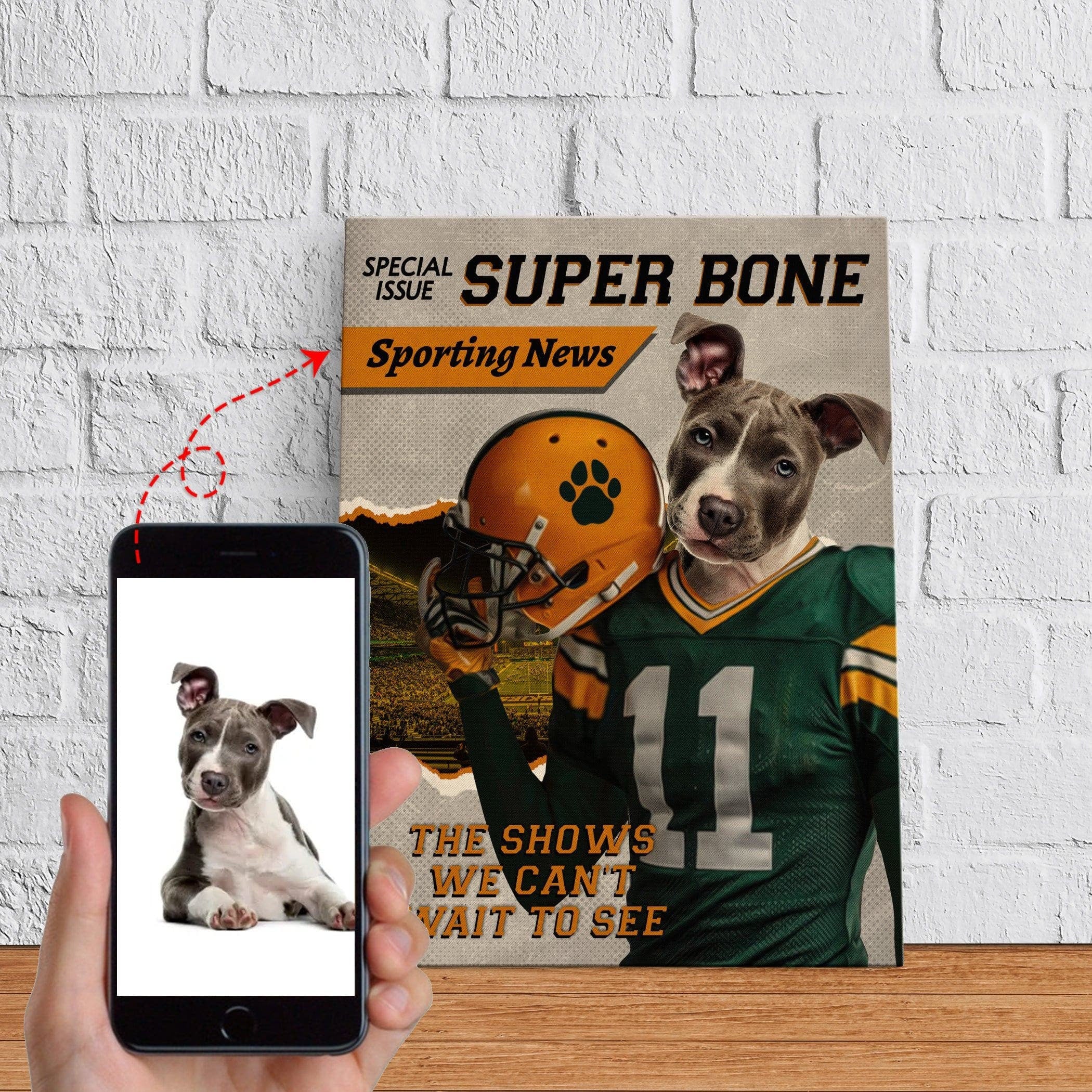 USA MADE Super Dog Personalized Pet Poster Canvas Print | Personalized Dog Cat Prints | Magazine Covers | Custom Pet Portrait from Photo | P