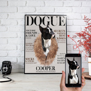 USA MADE Winter Dogue Personalized Pet Poster Canvas Print | Personalized Dog Cat Prints | Magazine Covers | Custom Pet Portrait from Photo