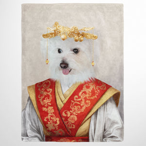 USA MADE Personalized Pet Portrait Photo Blanket | The Asian Empress - Custom Pet Blanket, Dog Cat Animal Photo Throw