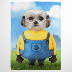 USA MADE Personalized Pet Portrait Photo Blanket | The Yellow Creature - Custom Pet Blanket, Dog Cat Animal Photo Throw
