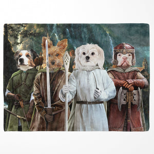 USA MADE Personalized Pet Portrait Photo Blanket | The Four Pawtectors - Custom Pet Blanket, Dog Cat Animal Photo Throw