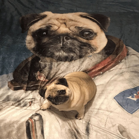Image of USA MADE Personalized Pet Portrait Photo Blanket | The Astronaut - Custom Pet Blanket, Dog Cat Animal Photo Throw