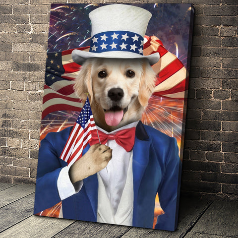 Image of The Uncle Sam Custom Pet Portrait Purrsonalize