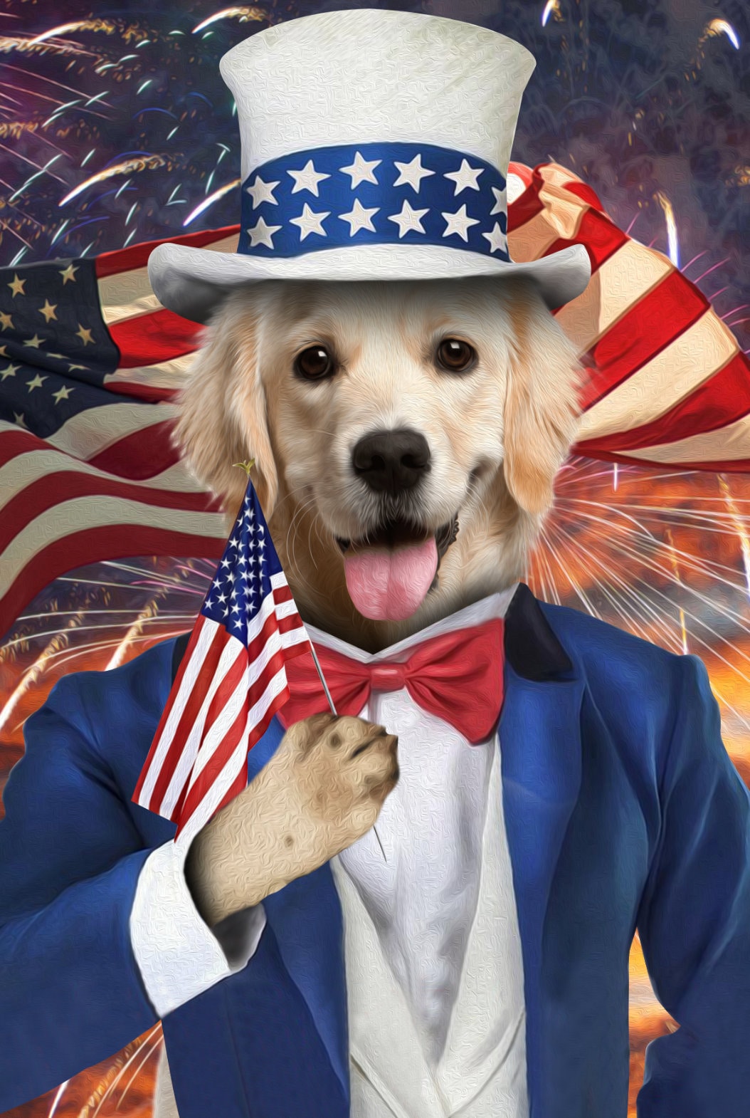 The Uncle Sam Custom Pet Portrait Purrsonalize