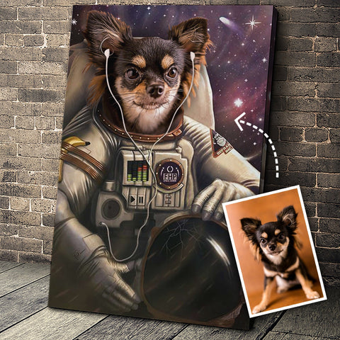 Image of USA MADE The Astronaut Custom Pet Portrait Personalized Dog Cat Canvas, Poster, Digital Download Wallarts | Customized Pet Gifts