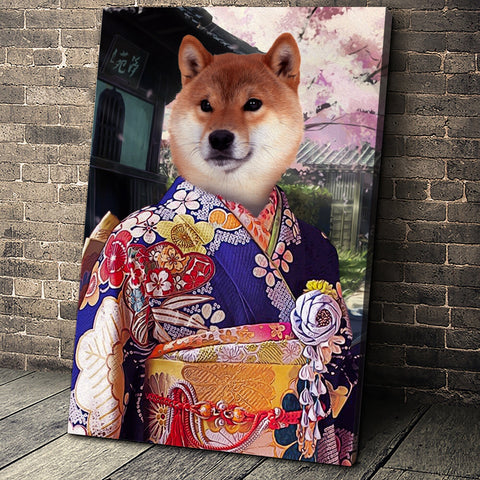 Image of USA MADE The Kimono Custom Pet Portrait Personalized Dog Cat Canvas, Poster, Digital Download Wallarts | Customized Pet Gifts