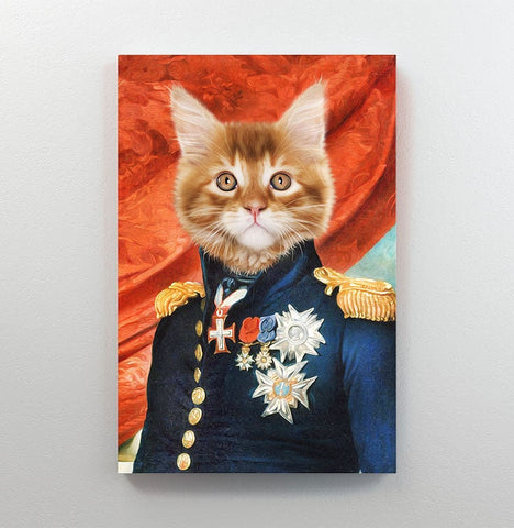 Image of USA MADE Personalized Royal Pet Portrait | The Commander Custom Pet Pawtrait Canvas, Poster, Digital Download