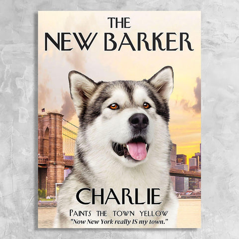 Image of USA MADE The New Barker - Personalized Dog Magazine Cover Canvas Print | Personalized Pet Portrait on Canvas, Poster or Digital Download