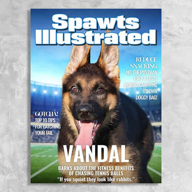 USA MADE Spawts Illustrated for Dogs - Personalized Dog Magazine Cover Canvas Print | Personalized Pet Portrait on Canvas, Poster or Digital