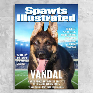 USA MADE Spawts Illustrated for Dogs - Personalized Dog Magazine Cover Canvas Print | Personalized Pet Portrait on Canvas, Poster or Digital