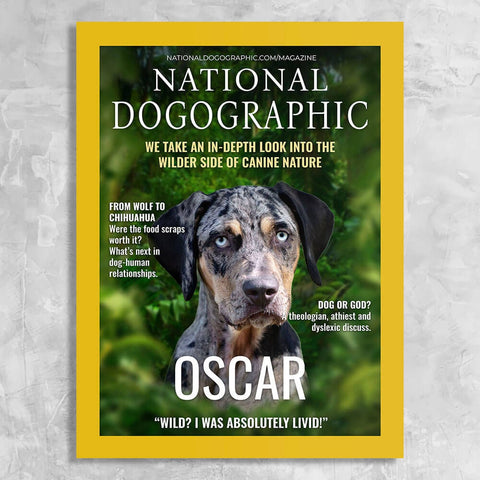 Image of USA MADE Personalized Pet Portrait on Canvas, Poster or Digital Download | National Dogographic - Personalized Dog Magazine Cover Canvas Pri