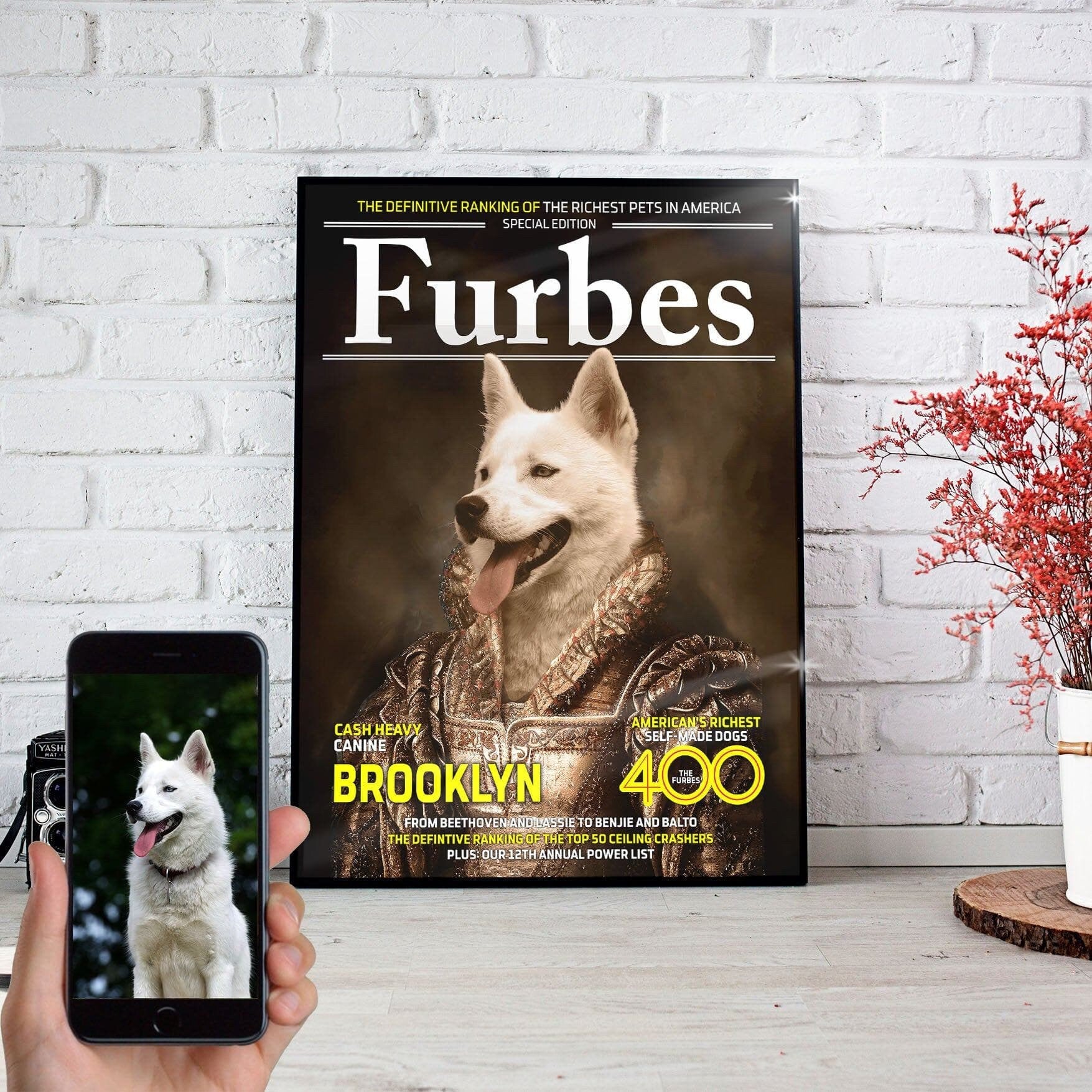 USA MADE Furbes Personalized Pet Poster Canvas Print | Personalized Dog Cat Prints | Magazine Covers | Custom Pet Portrait Poster