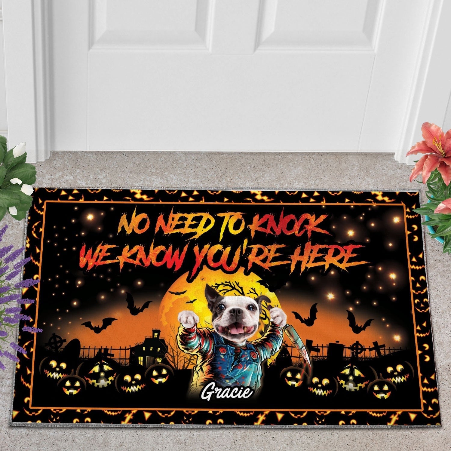 Personalized Pet Doormat, Chuckaw No Need To Knock Custom 1 Pet Doormat, Floormat, Kitchenmat