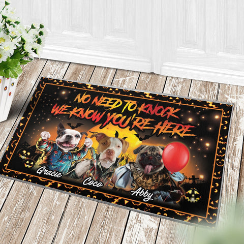 Image of USA MADE No Need To Knock Custom 3 Pets Doormat | Personalized Pet Doormat, Floormat, Kitchenmat Home Decor