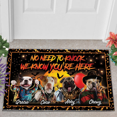 Image of USA MADE No Need To Knock Custom 4 Pets Doormat | Personalized Pet Doormat, Floormat, Kitchenmat Home Decor