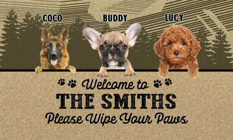 Image of USA MADE Welcome To The Smiths Please Wipe Your Paws Doormat | Personalized Pet Doormat, Floormat, Kitchenmat Home Decor