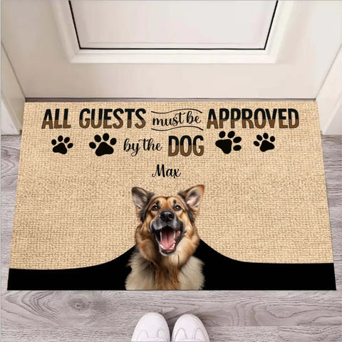 USA MADE All Guest Must Be Approved By The Dog Custom Photo Doormat | Personalized Pet Doormat, Floormat, Kitchen Mat, Home Decor,