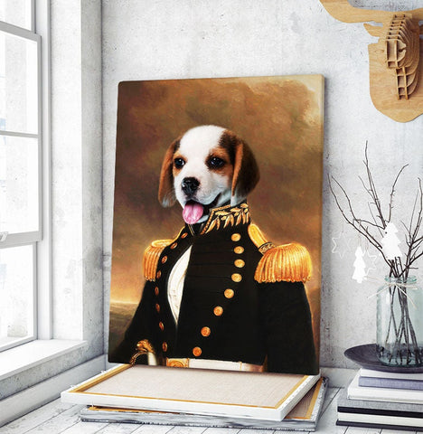 Image of USA MADE Personalized Royal Pet Portrait | Admiral of the Navy Custom Pet Pawtrait Canvas, Poster, Digital Download