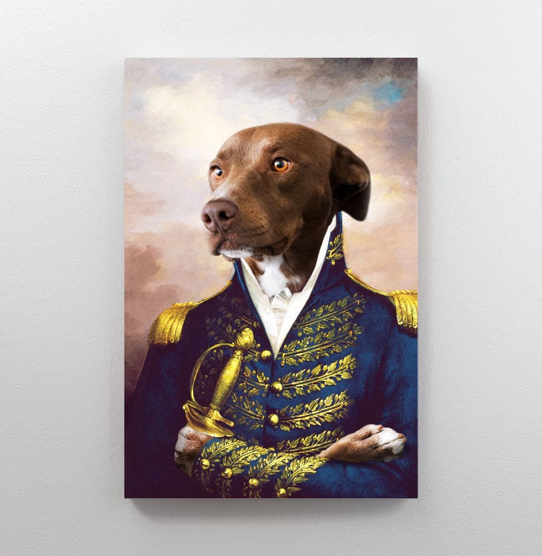 USA MADE Personalized Royal Pet Portrait | The Colonel Custom Pet Portrait Canvas, Poster, Digital Download