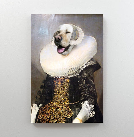 Image of USA MADE Personalized Royal Pet Portrait | The Princess White Custom Pet Pawtrait Canvas, Poster, Digital Download