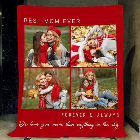 Image of USA MADE Personalized Pet Blanket | Best Mom Ever Custom Pet Photo Blanket, Pet Photo Throw, Dog Cat Mom Dad Gifts | Custom Pet Lover Gifts