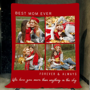USA MADE Personalized Pet Blanket | Best Mom Ever Custom Pet Photo Blanket, Pet Photo Throw, Dog Cat Mom Dad Gifts | Custom Pet Lover Gifts