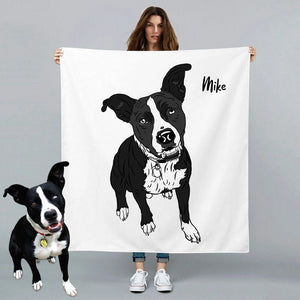 USA MADE Personalized Pet Blanket | Custom Pet Blanket from Photo Hand Drawing Charcoal Portrait Memorial Blanket of Pet, Pet Photo Throw