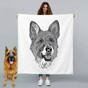 USA MADE Personalized Pet Blanket | Custom Pet Blanket from Photo Hand Drawing Charcoal Portrait Memorial Blanket of Pet, Pet Photo Throw