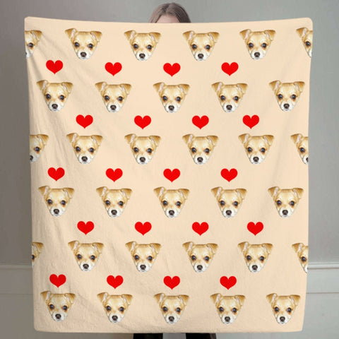 Image of USA MADE Personalized Pet Blanket | Custom Print Dog/Cat on Blanket with Red Heart, Pet Photo Throw, Dog Cat Mom Dad Gifts | Custom Pet Love