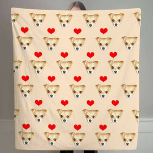 USA MADE Personalized Pet Blanket | Custom Print Dog/Cat on Blanket with Red Heart, Pet Photo Throw, Dog Cat Mom Dad Gifts | Custom Pet Love
