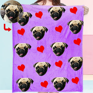 USA MADE Personalized Pet Blanket | Custom Print Dog/Cat on Blanket with Red Heart, Pet Photo Throw, Dog Cat Mom Dad Gifts | Custom Pet Love