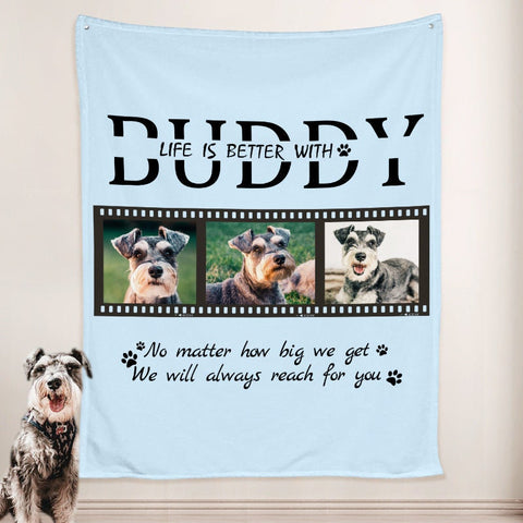 Image of USA MADE Personalized Pet Blanket | Custom Dog Blankets with Pet Picture, Personalized Pet Photo Blanket with name, Pet Photo Throw, Dog Cat